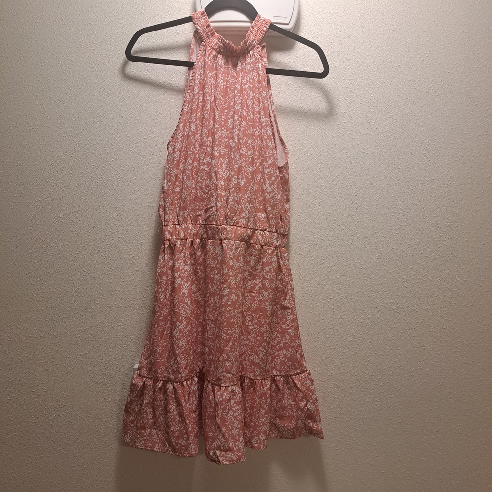 Floral Pink Halter Kids Dress‎